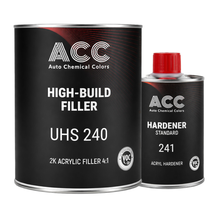 Грунт наповнювач 2K акриловий ACC 240 UHS High-Build Filler 4:1 сірий 1л + Затвердник ACC 241 0,25 л